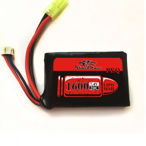 АКБ StormPower 1600mAh 7.4V 30C 66x43x16 AUG, приклад весло, М249